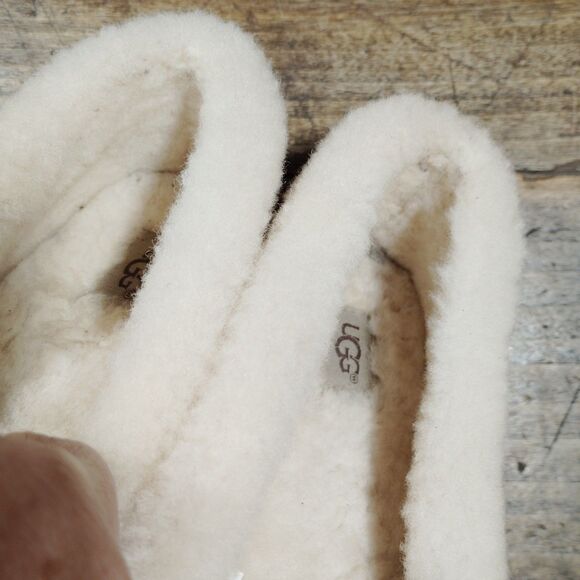 UGG Sz 7 Moccasin Chestnut Slipper Loafer Shoes Faux Fur 1020041 - Picture 6 of 10